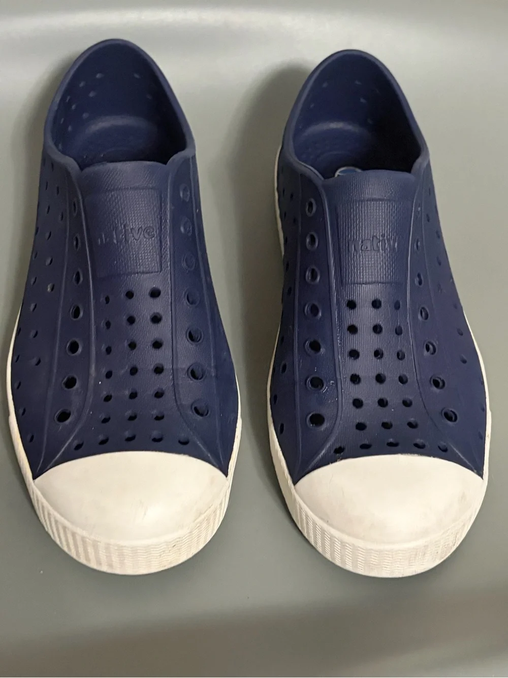 Size 3 - J3 Native Slip-On Loafers in Navy with White Toe Caps